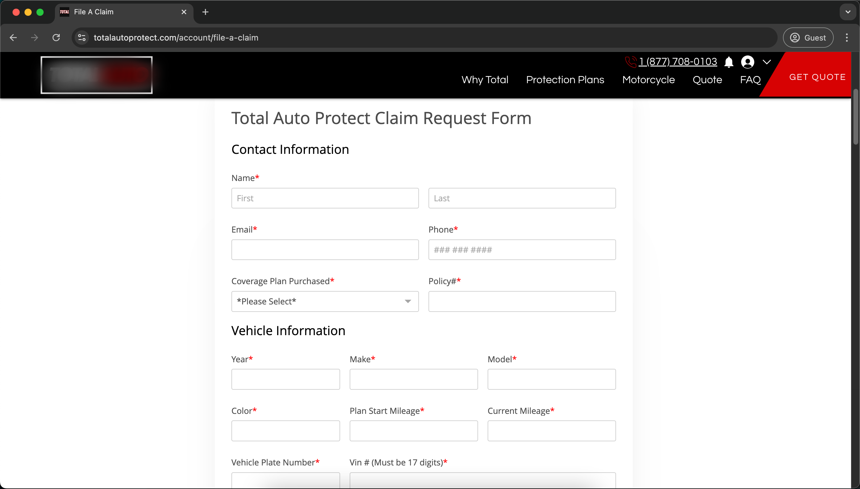 Total Auto Protect Account Claim Form