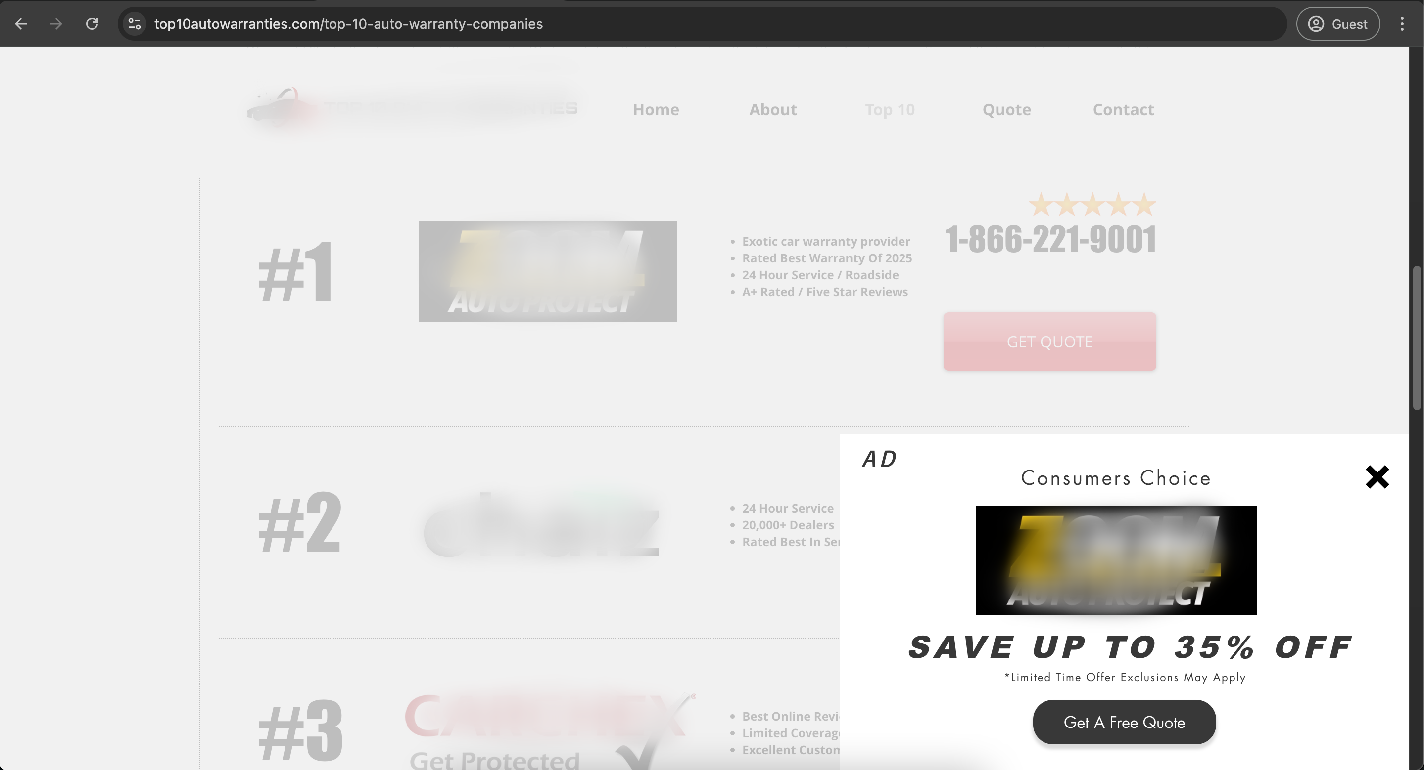 TOP 10 Auto Warranties Zoom Auto Protect Ad