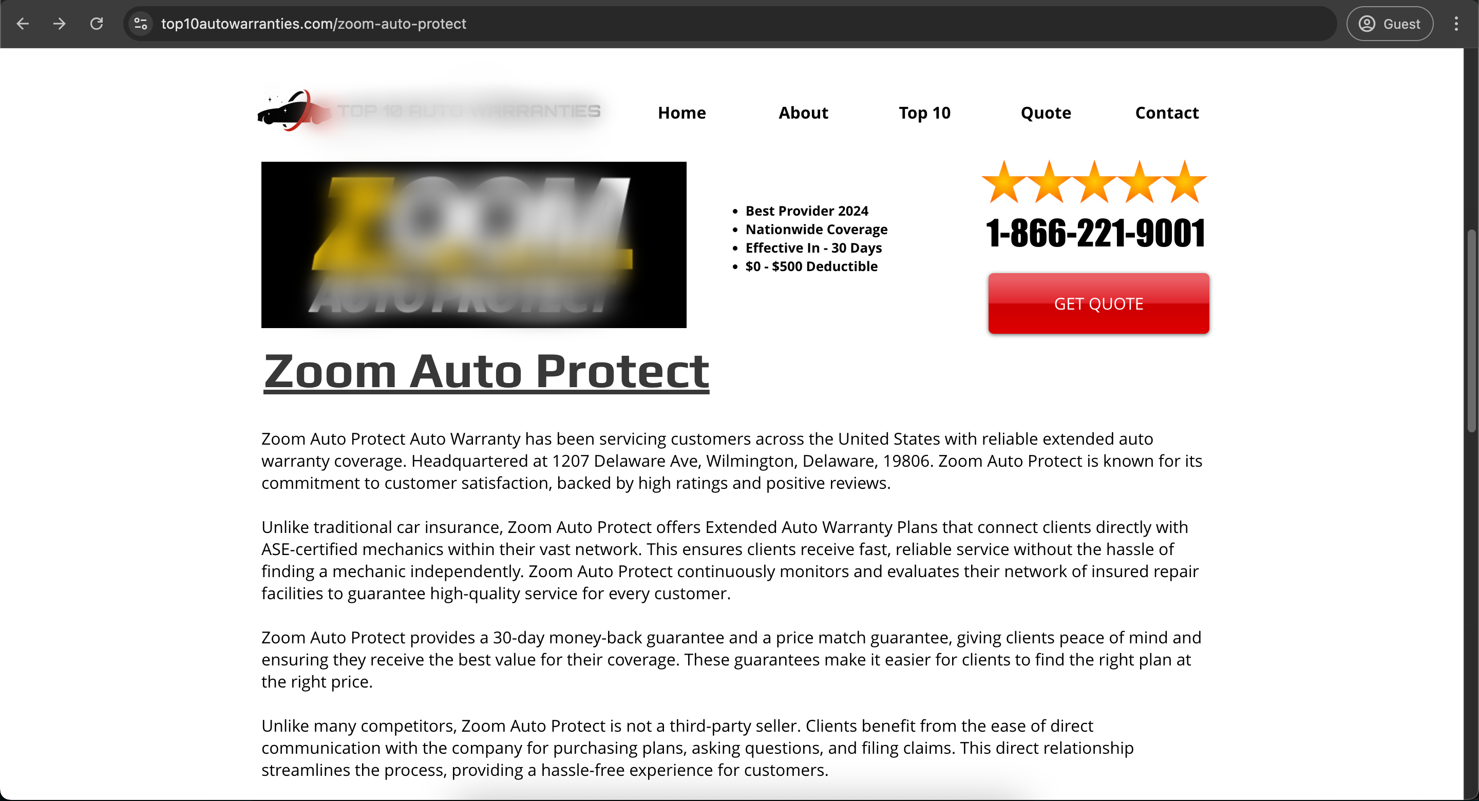 TOP 10 Auto Warranties Zoom Auto Protect Listing
