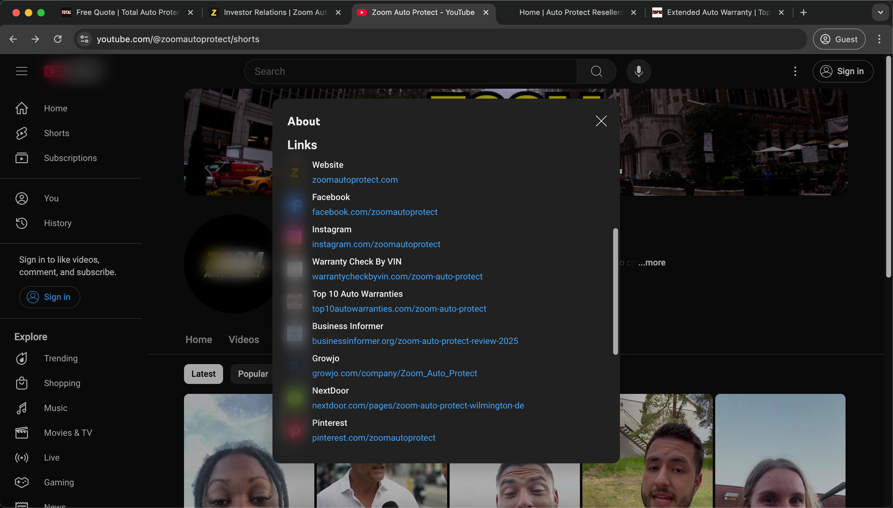 Zoom Auto Protect Youtube Profile
